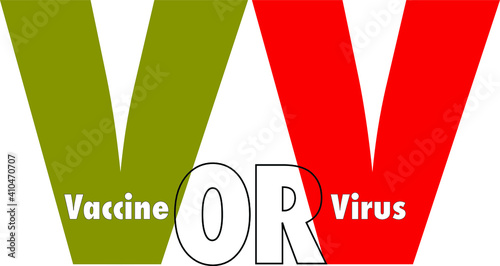 Vector illustration of icons suggesting you either get vaccinated or you catch the Covid 19 virus.