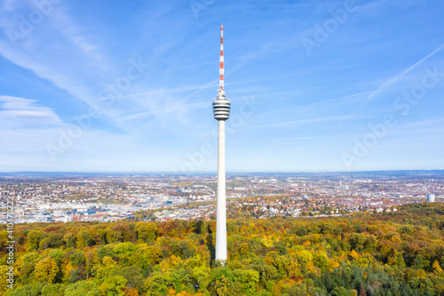 Stuttgart tv tower Germany skyline aerial photo view town architecture travel