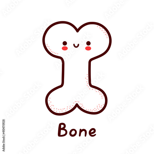Cute happy funny human bone organ character. Vector flat line cartoon kawaii character illustration icon. Isolated on white background. Bone with face character mascot concept
