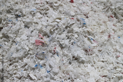 Waste recycling shredded plastic and scrap
