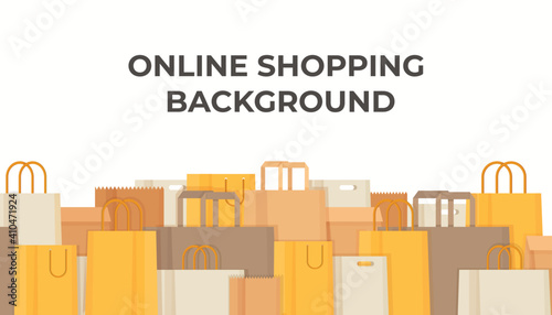 The background of online shopping. Vector illustration of online shopping and purchasing. Selling and business.