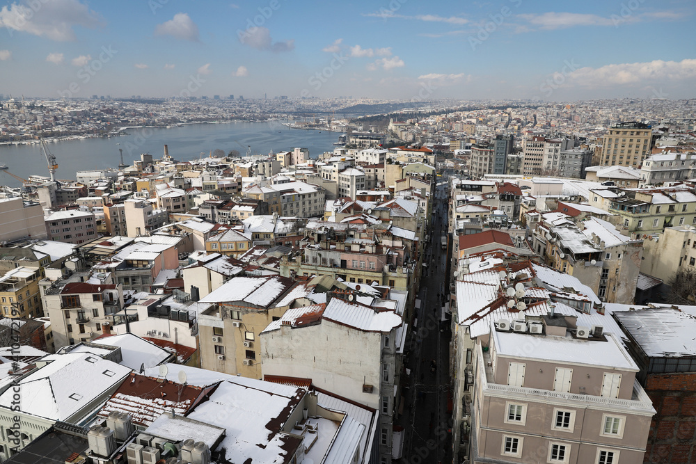 Aerial View of Istanbul City in Snowy day Aerial View of Istanbul City in Snowy day