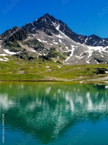 Passo Gavia, mountain pass in Lombardy, Italy, at summer. Lake © Claudio Colombo