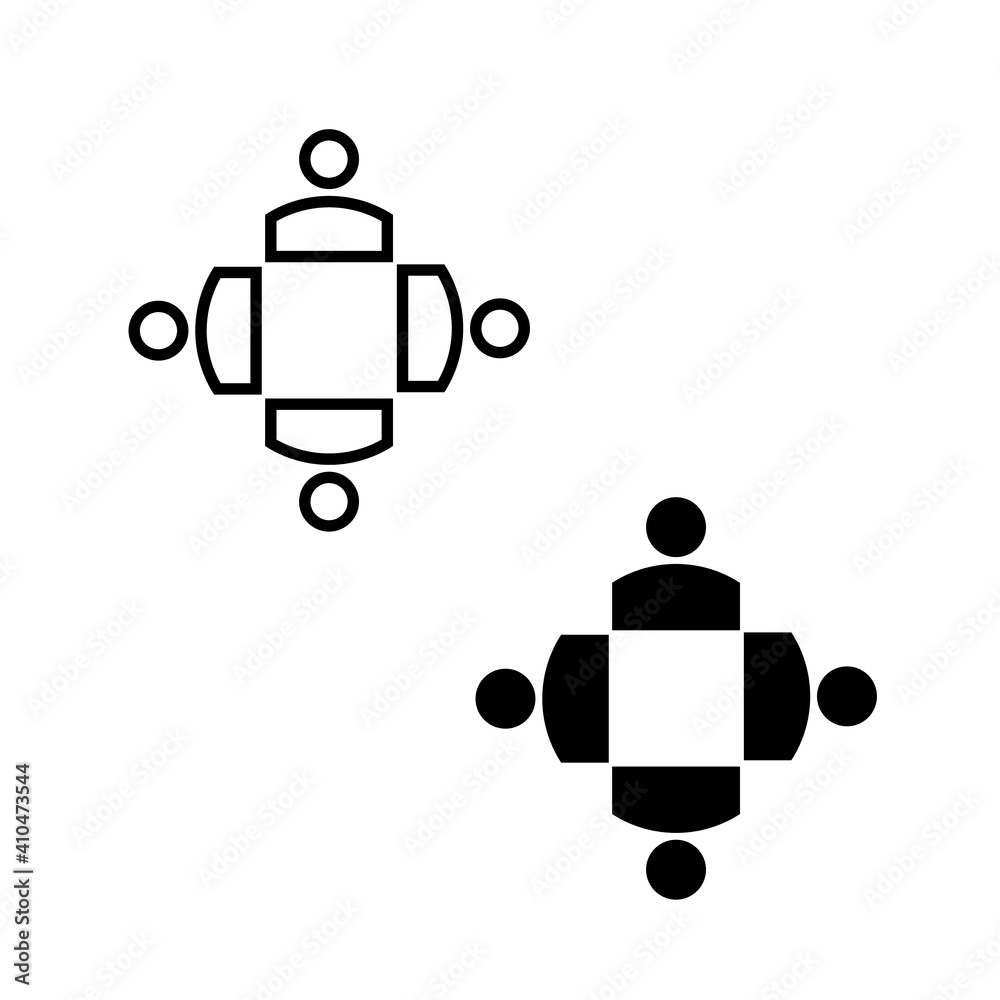 Four men discuss together, icon, vector. Four men discuss together, icon, vector.
