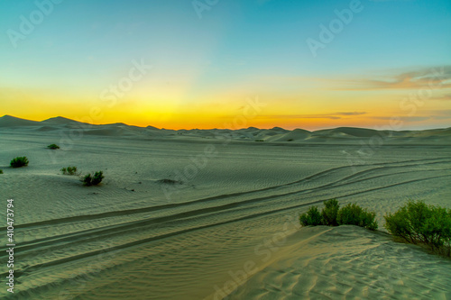 Sunset view in desert ,safari in Abu dhabi