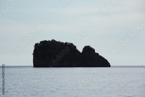 view of rabbit island at sunset, south of italy