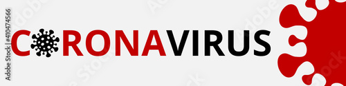 Pandemic novel coronavirus outbreak COVID-19. Banner about the outbreak of coronavirus COVID-19. Red coronavirus bacteria on a light background.