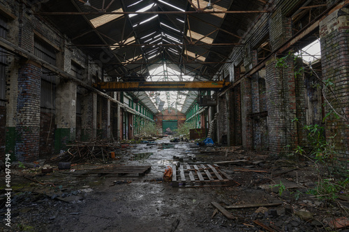 Abandoned warehouse with overhead crane