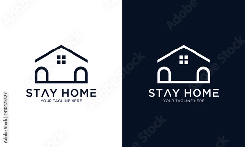 Abstract houses for logo of construction or architecture company. Vector emblem for store with home decor items, interior decorators and designers