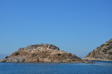 Mediterranean coast. Beaches full of rocks. Islands and beaches in the Aegean Sea.