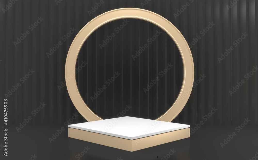 Dark style, Black minimal Podium eometric. 3D rendering