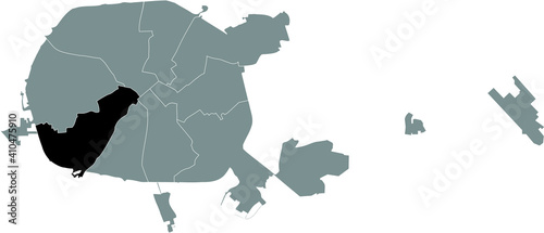 Black location map of Maskowski raion  Moscow district  inside gray map of Minsk  Belarus