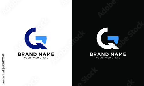 initial letter logo GQ, QG logo template on a black and white background.