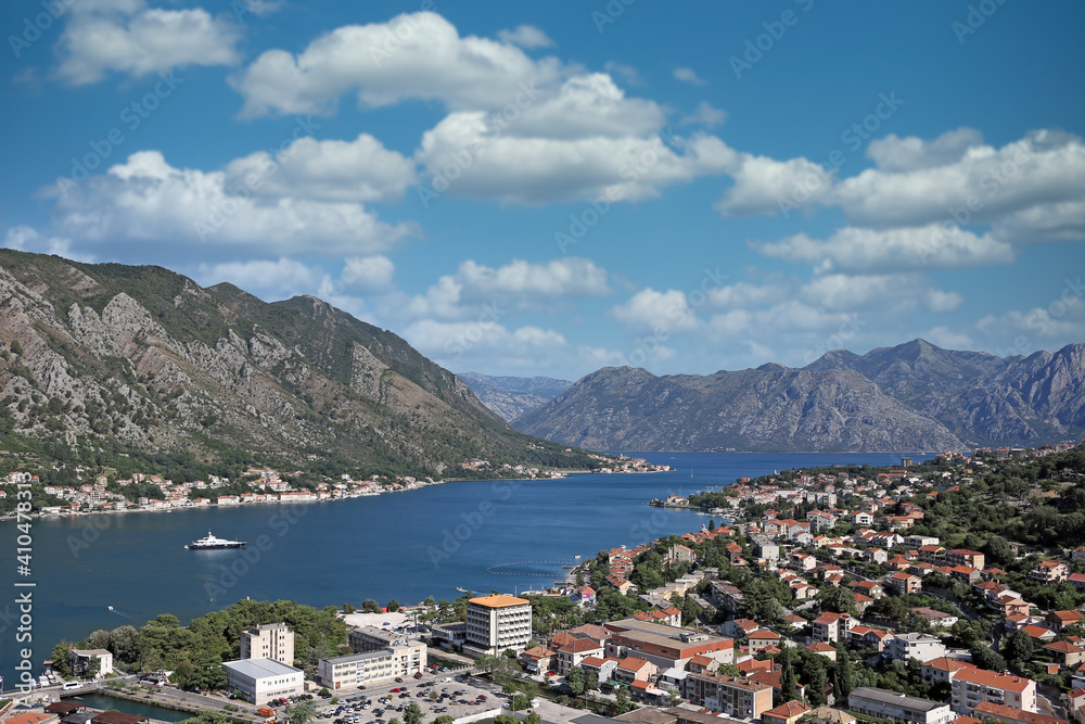 Bay of Kotor landscape Montenegro in summer season