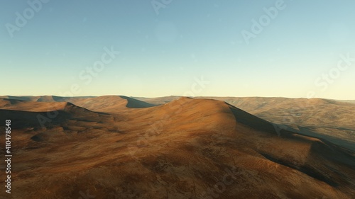beautiful view from an exoplanet, a view from an alien planet, a computer-generated surface, a fantastic view of an unknown world, a fantasy world 3D render 