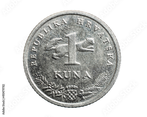 Croatia one kuna coin isolated on white background photo