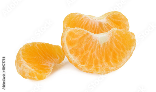 Mandarin slices isolated on white background
