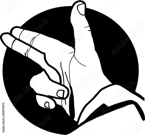 Gotcha, finger pistols you nice work gesture approve great choice, black background photo