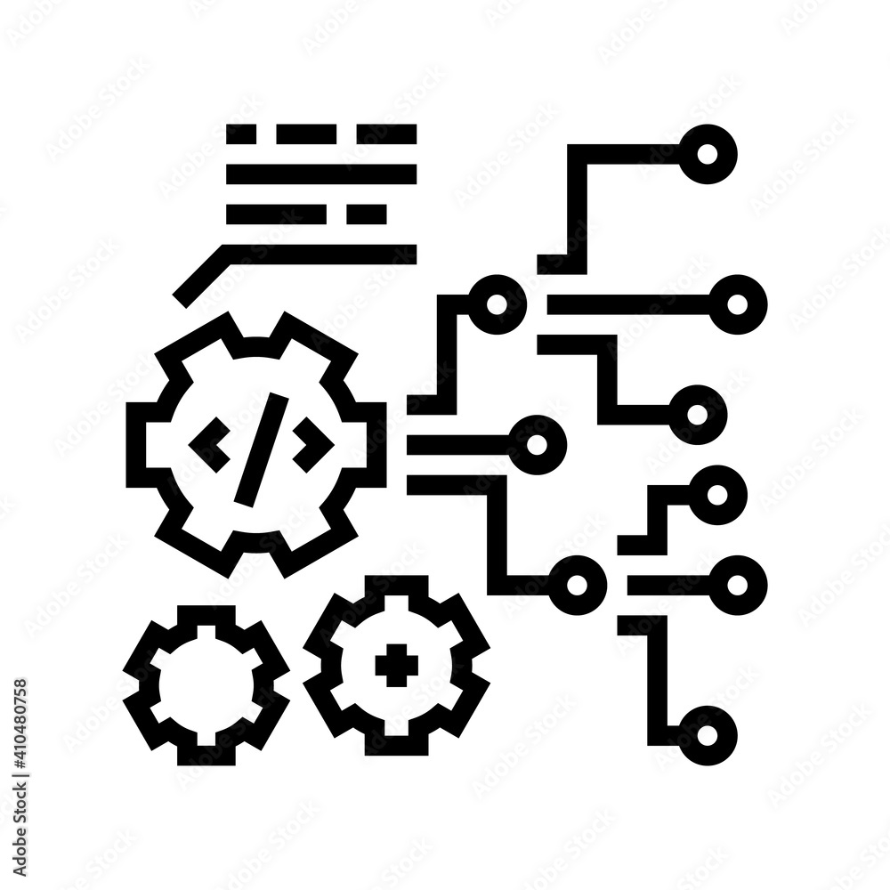 code and settings working process line icon vector. code and settings working process sign. isolated contour symbol black illustration code and settings working process line icon vector. code and settings working process sign. isolated contour symbol black illustration