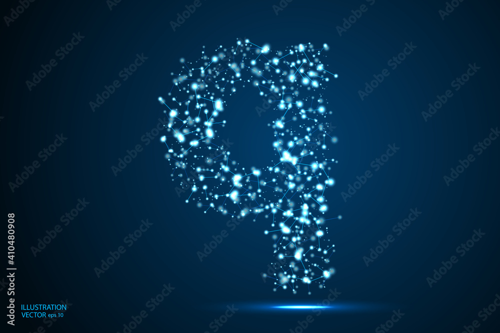 English letters abstract font consists 3d of triangles, lines, dots and connections. On a dark blue background cosmic universe stars, meteorites, galaxies. Vector illustration EPS 10. English letters abstract font consists 3d of triangles, lines, dots and connections. On a dark blue background cosmic universe stars, meteorites, galaxies. Vector illustration EPS 10.