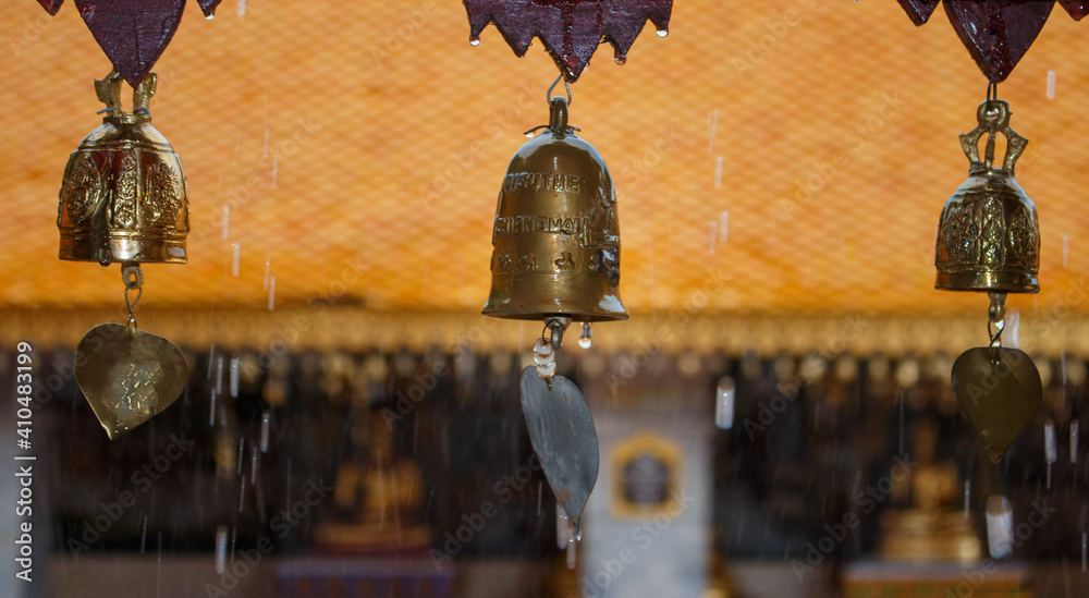 Set of bells in a Buddhist temple of Chiang Mai ,Thailand