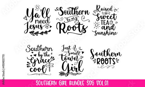Southern Girl Quotes Bundle Svg Vol.01 Hand lettering and typography quotes