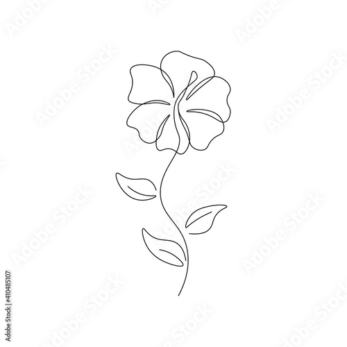 One line daffodil flower logo. Simple floral drawing minimalist botanical art for print, tattoo. Vector continuous line illustration