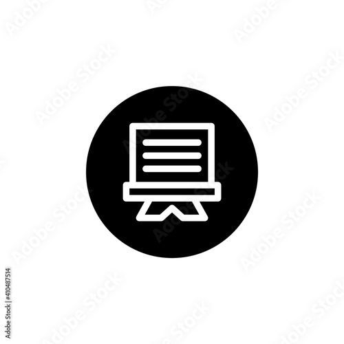 Chalkboard icon in round black style. Vector