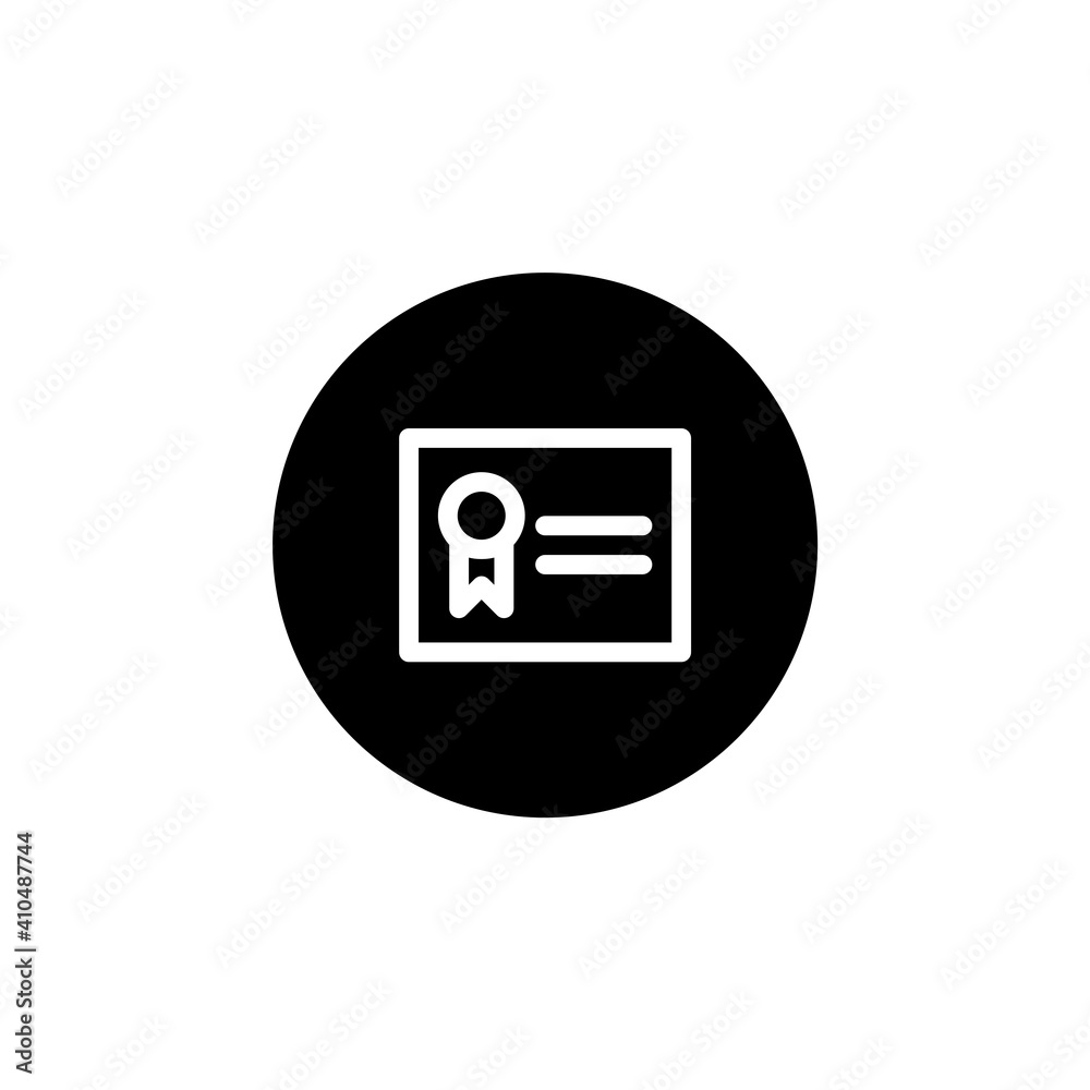 Certificate icon in round black style. Vector Certificate icon in round black style. Vector