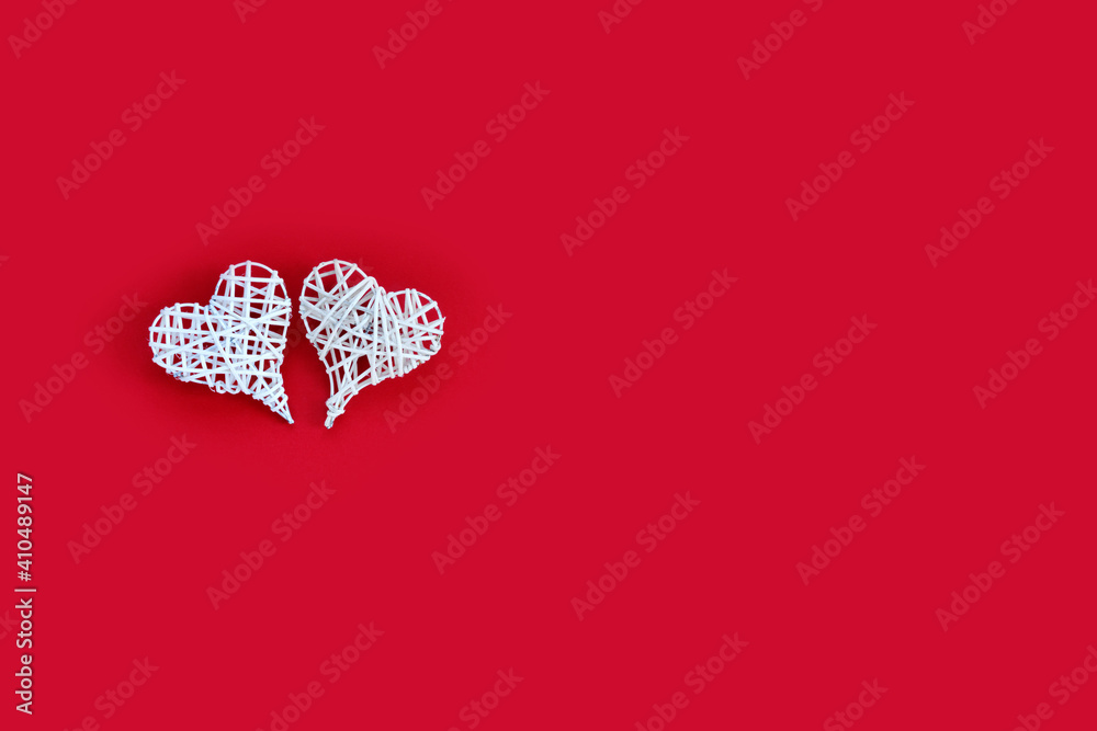 Beautiful heart on a red paper background for Valentine's day. Creative greeting card.