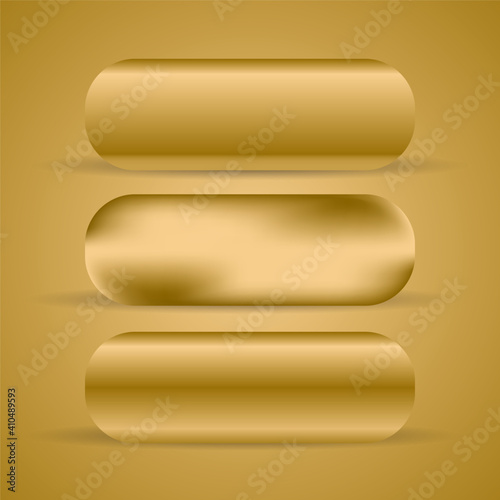 Set of gold button collection design isolated