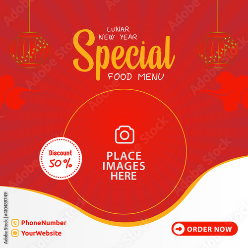 Special lunar food menu banner design template promotion