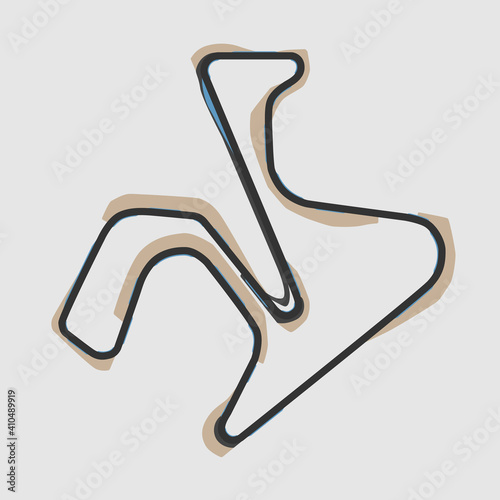 Circuit for motorsport, grand prix race track, vector illustration