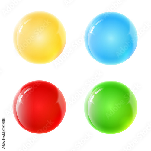 set of vector glossy round buttons, isolated on a white background © vika33