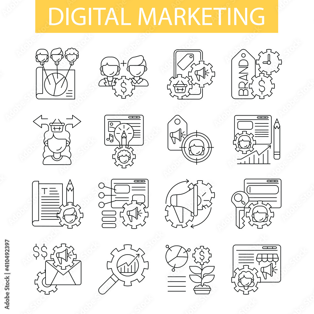 line icon, digital marketing thin line icon, digital marketing thin