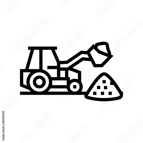 tractor stone gravel loading machine line icon vector. tractor stone gravel loading machine sign. isolated contour symbol black illustration