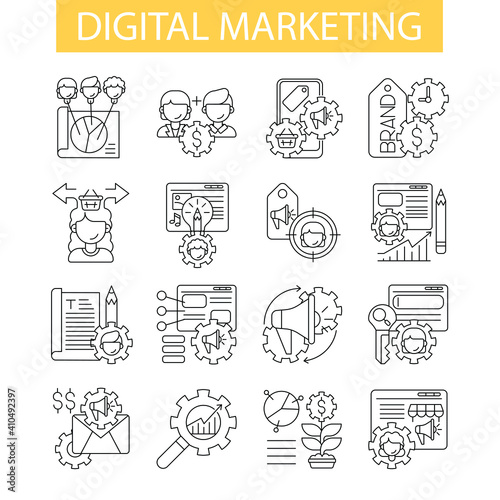 line icon, digital marketing thin