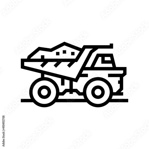 dump truck stone transportation line icon vector. dump truck stone transportation sign. isolated contour symbol black illustration