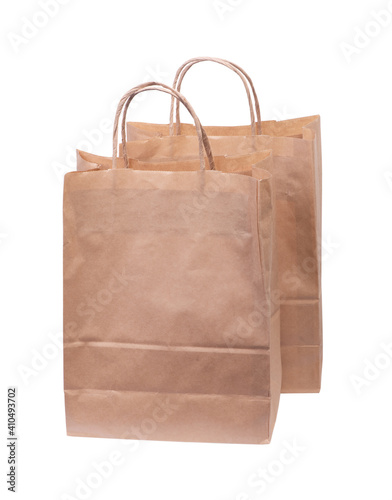 Two blank paper bags with handles