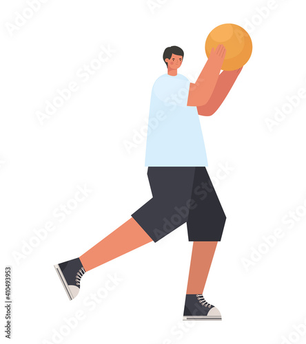 man playing basketball on a white background