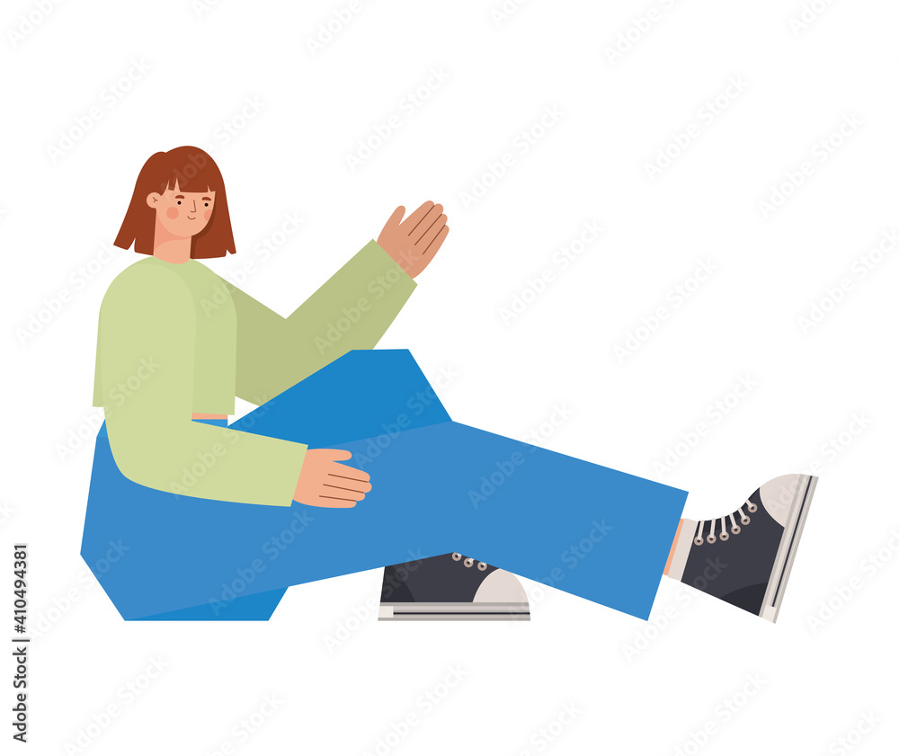 woman with blue jeans on a white background woman with blue jeans on a white background