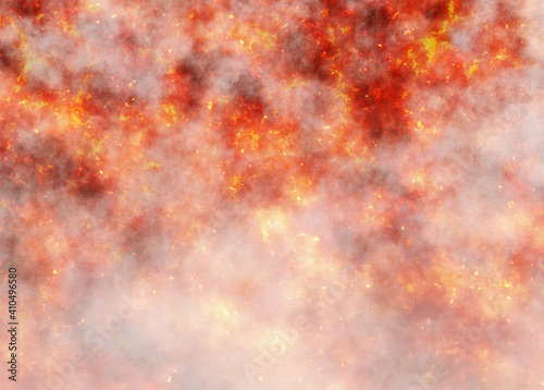 Conflagration fire burst background with smoke
