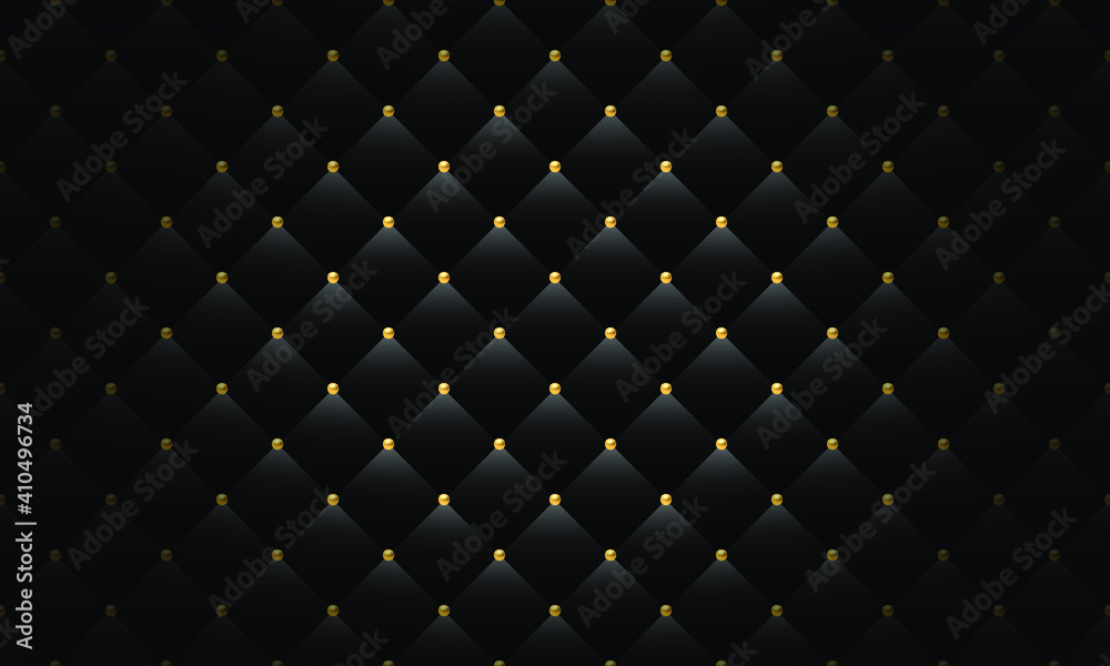 Plakat Luxury dark grey background with golden beads. Vector illustration. Upholstery background.