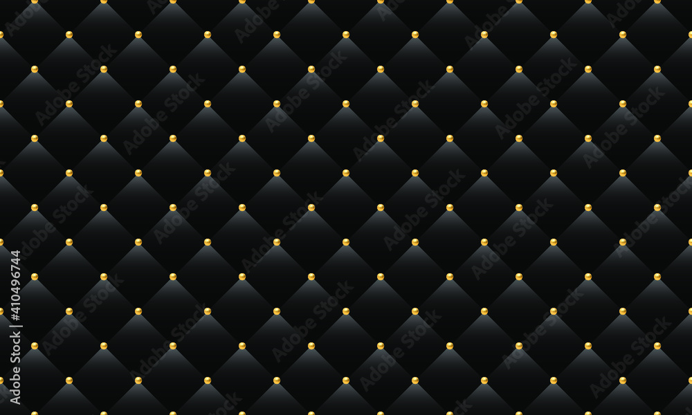 Plakat Luxury black background with golden beads. Seamless vector illustration. Upholstery background.