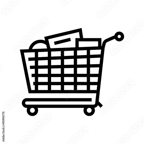 shop cart with purchases line icon vector. shop cart with purchases sign. isolated contour symbol black illustration