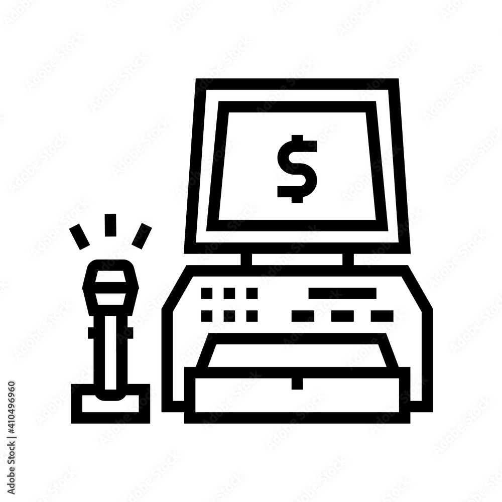 cash register line icon vector. cash register sign. isolated contour symbol black illustration cash register line icon vector. cash register sign. isolated contour symbol black illustration