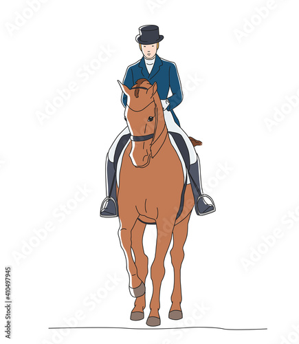 Horse and rider during advanced dressage test