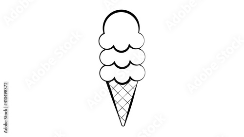 ice cream with several creamy balls on a white background, volumetric illustration. sweet milk ice cream, berry flavor. black and white sketch style pencil drawing