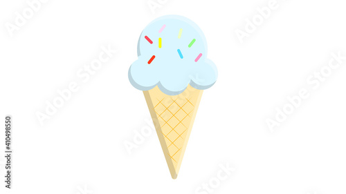 Ice cream cone mint flavor with topping flat design