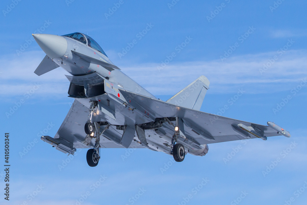 Eurofighter jet fighter landing after a mission Eurofighter jet fighter landing after a mission